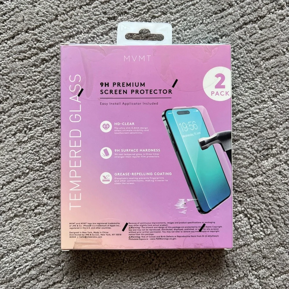 MVMT Tempered Glass Screen Protector for iPhone 14 Pro/14/13 Pro/13 - 2 Pack